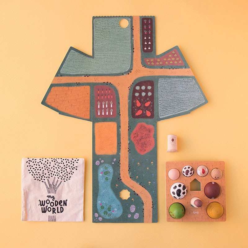 mini wooden world, symbolic play